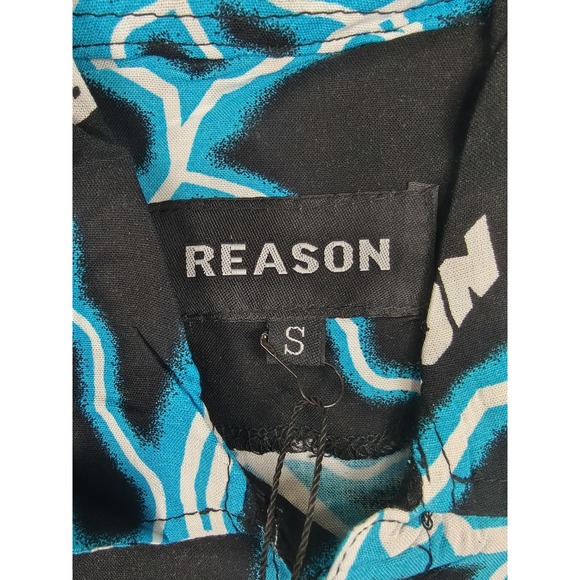 Reason Shirt Mens Small Black Lightning Print Button Up Short‎ Sleeve AZWT-006 - Picture 4 of 12